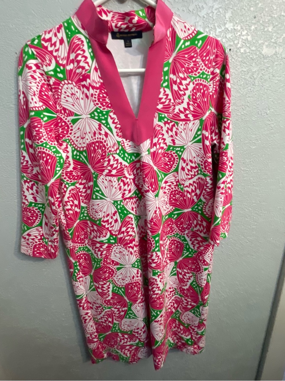 Brooks Brothers Pink, Green and White Floral Shift Dress Sz small like new